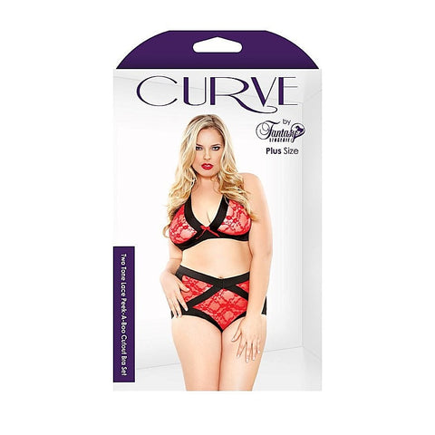 Curve Two Tone Lace Peek-A-Boo Cutout By Fantasy Lingerie - Bras and Bra Sets