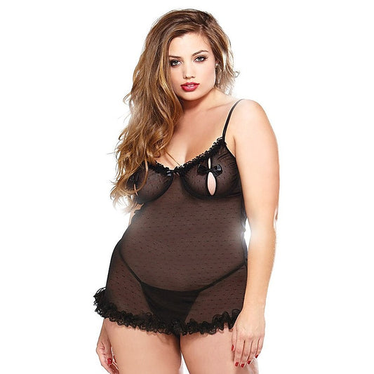 Curve Underwire Ruffled Chemise & G-String - Babydolls and Chemises