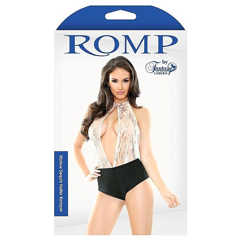 Romp Harlow Sequin Halter Romper By Fantasy Lingerie - Fancy Dress Ups