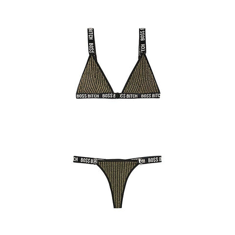 Vibes Boss Bitch Bralette & Thong Set By Fantasy Lingerie - Bras and Bra Sets