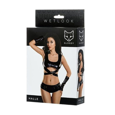 Glossy Wetlook 3 Pc Halle Set by ToyFa - Bras and Bra Sets