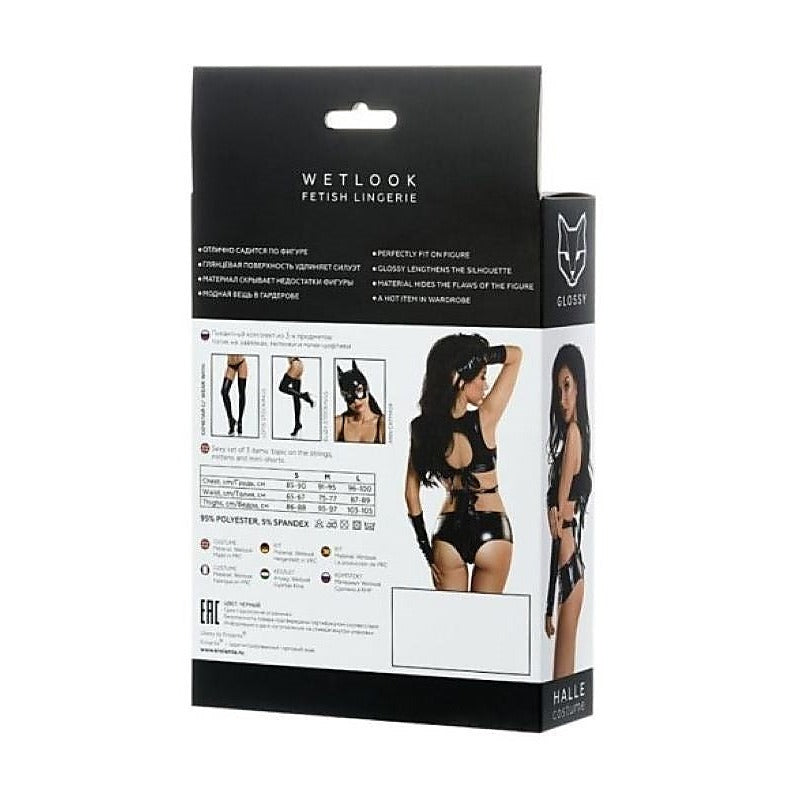 Glossy Wetlook 3 Pc Halle Set by ToyFa - Bras and Bra Sets