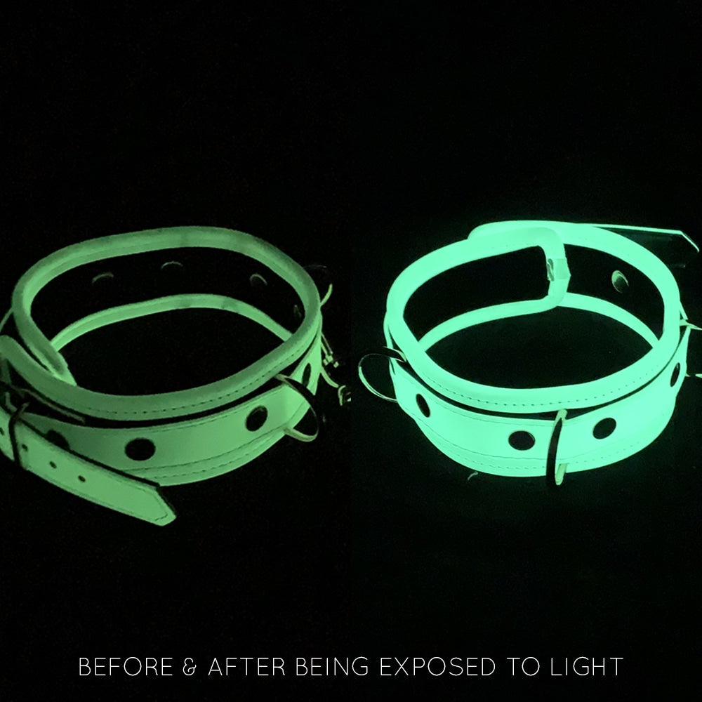 Love In Leather Black & Glow in The Dark Blindfold - - Masks And Blindfolds