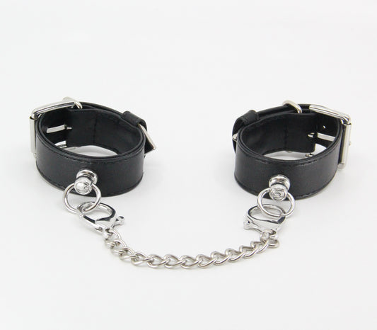 Love In Leather Silver Tip Leather Wrist Cuffs - Cuffs And Restraints