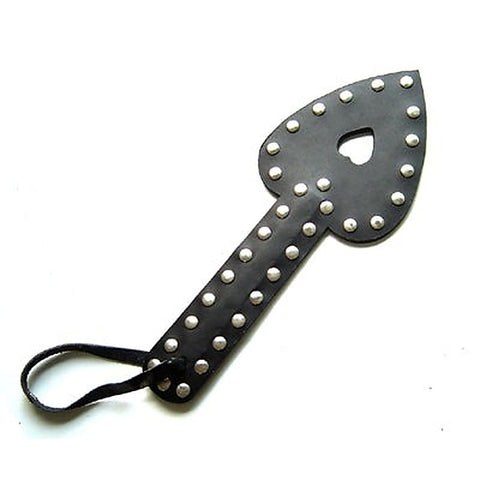 Heart Shaped Leather Paddle With Studs By Hell'S Couture - Paddles And Slappers