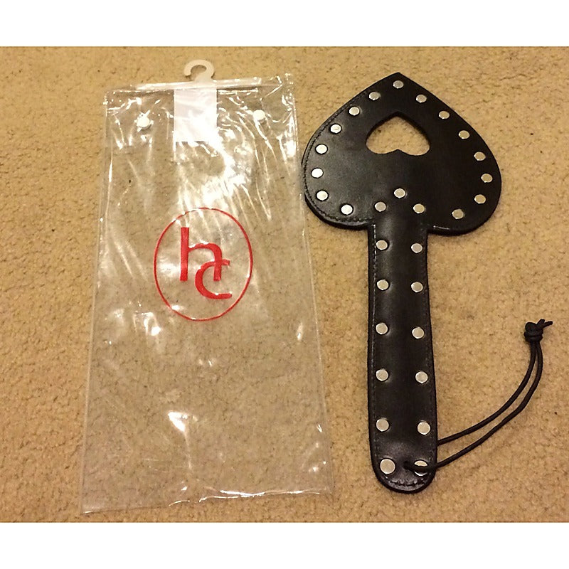 Heart Shaped Leather Paddle With Studs By Hell'S Couture - Paddles And Slappers