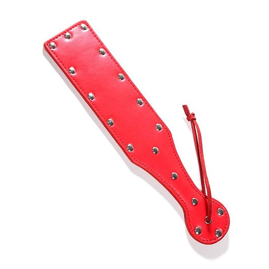 Bondage Paddle Red Leather With Studs By Hell'S Couture - Paddles And Slappers