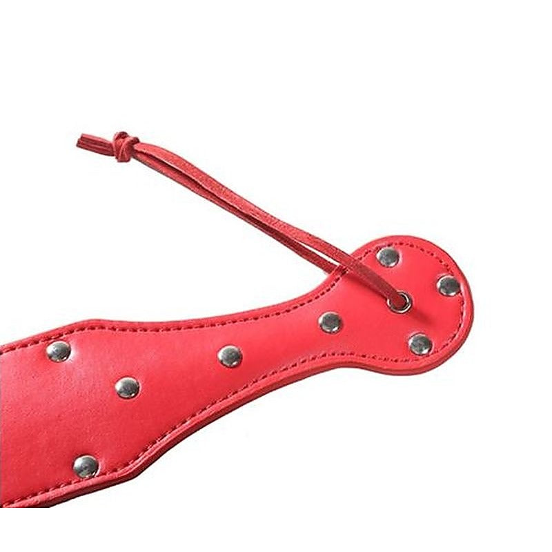 Bondage Paddle Red Leather With Studs By Hell'S Couture - Paddles And Slappers