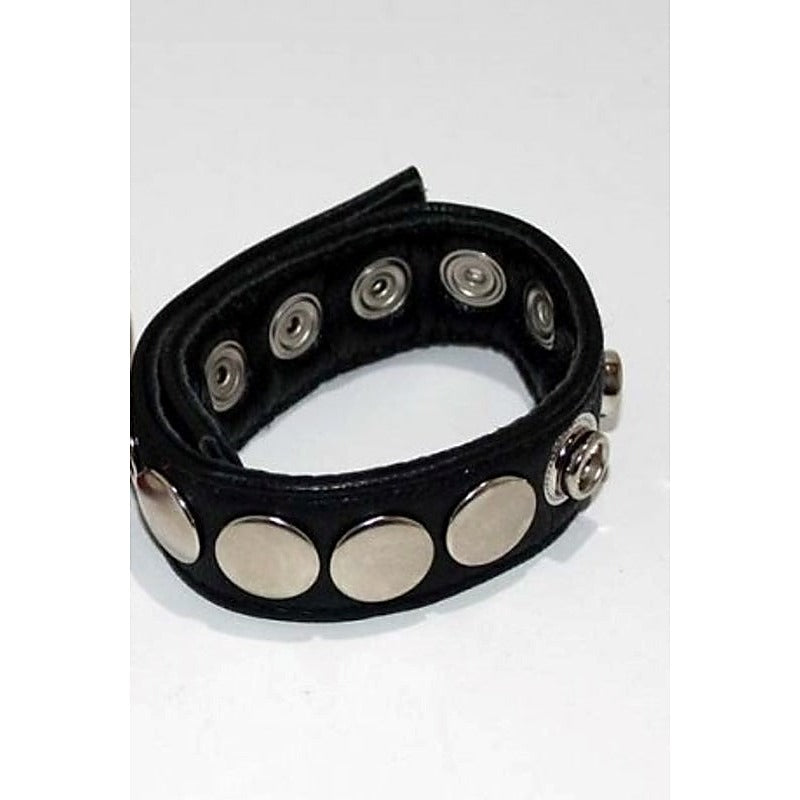 8 Speed Black Leather Cock Ring by Hell's Couture - Ball and Cock Toys