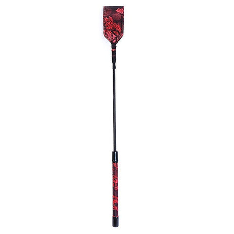 Red and Black Embossed Riding Crop by Hell's Couture - Whips And Crops