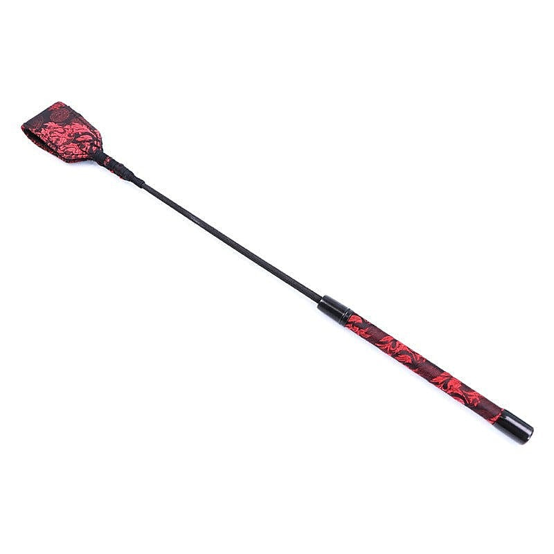 Red and Black Embossed Riding Crop by Hell's Couture - Whips And Crops