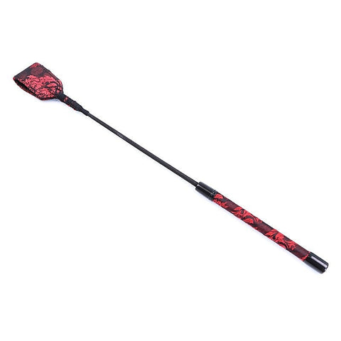Red and Black Embossed Riding Crop by Hell's Couture - Whips And Crops