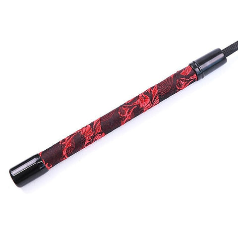Red and Black Embossed Riding Crop by Hell's Couture - Whips And Crops