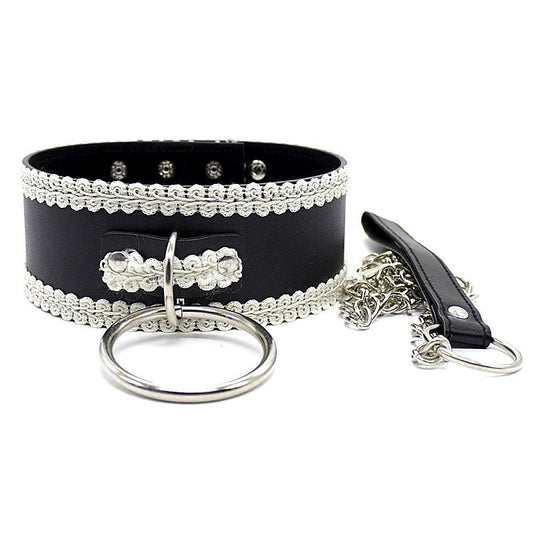 Sexy Lace Slave Collar With O-Ring - Collars and Leads