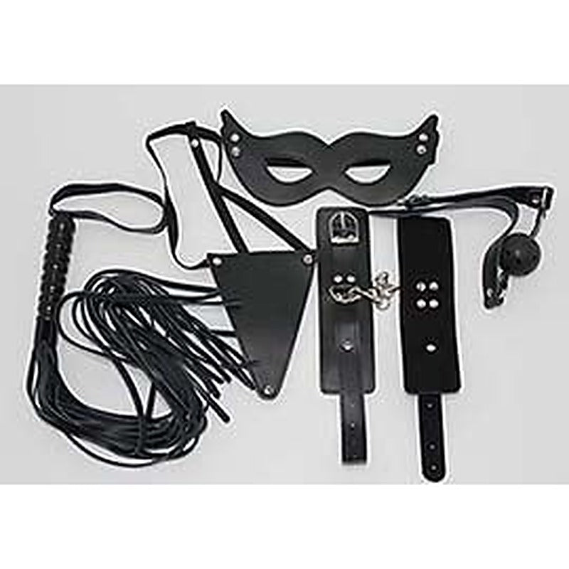 Leather Masters Set Mask G-String Gag And Cuffs - Bondage Kits