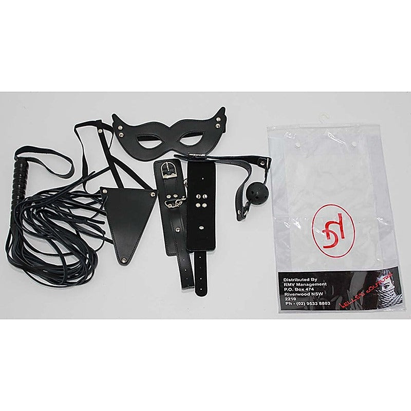 Leather Masters Set Mask G-String Gag And Cuffs - Bondage Kits