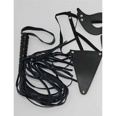 Leather Masters Set Mask G-String Gag And Cuffs - Bondage Kits