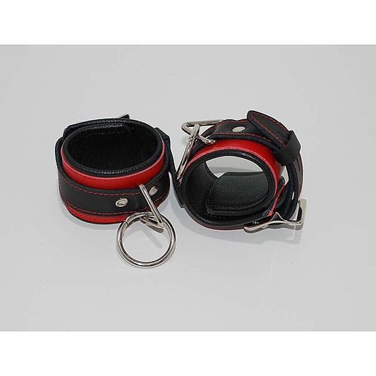 Netherworld Restraints Wrist Cuffs Black and Red Leather