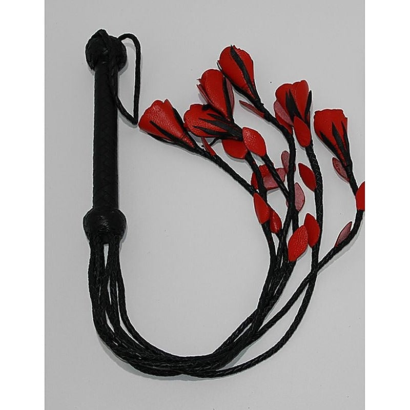 House of Harlot Flogger Black Leather Six Tails - Whips And Crops