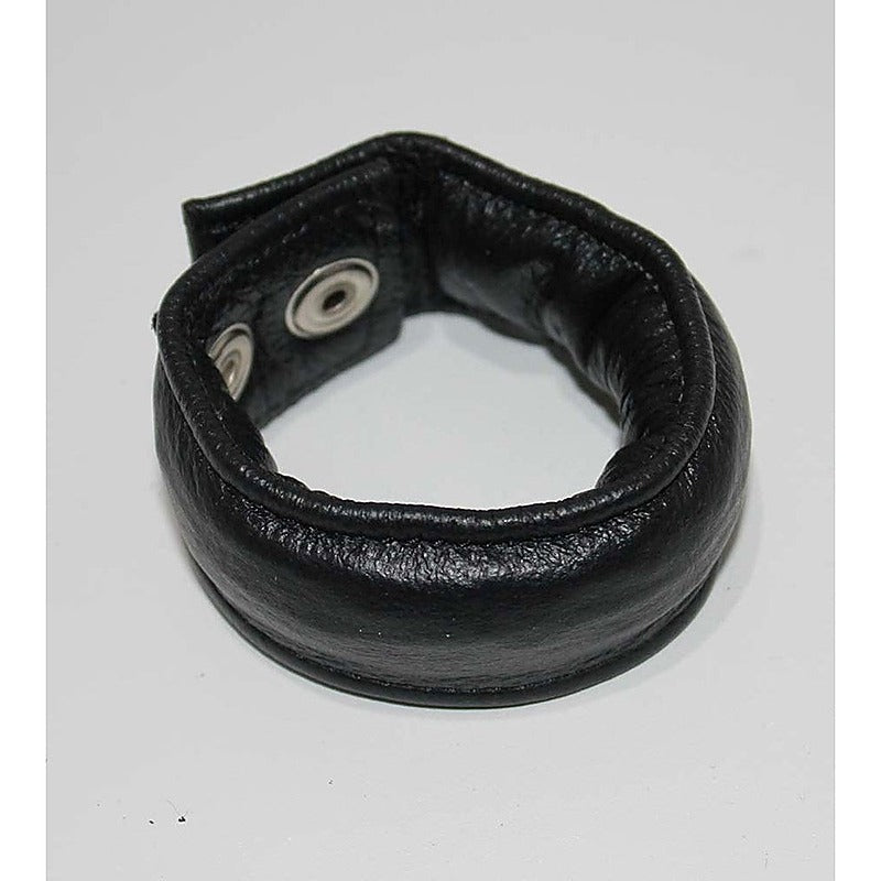 Single Weighted Leather Cock Ring by Hell's Couture - Ball and Cock Toys