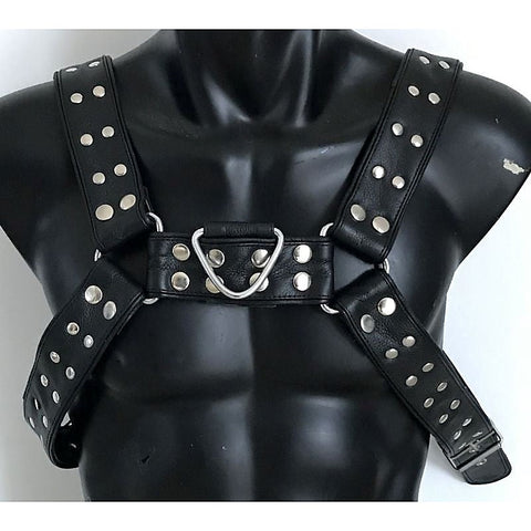 Brace Leather Body Harness Flat Studs by Hell's Couture - Cuffs and Restraints