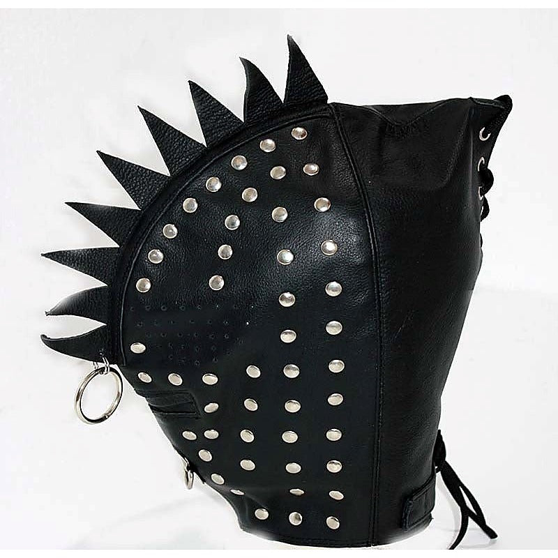 Cyclops Leather Bondage Spiked Hood by Hell's Couture - Bondage Hoods