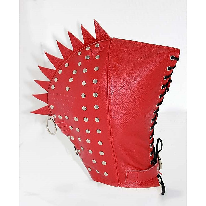 Cyclops Leather Bondage Spiked Hood by Hell's Couture - Bondage Hoods