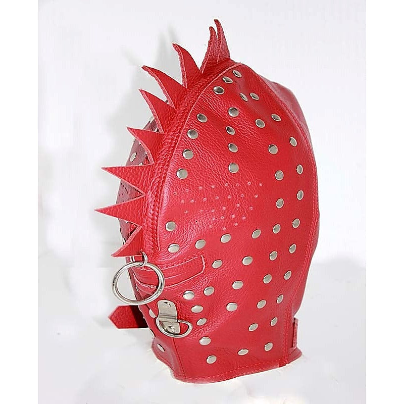 Cyclops Leather Bondage Spiked Hood by Hell's Couture - Bondage Hoods
