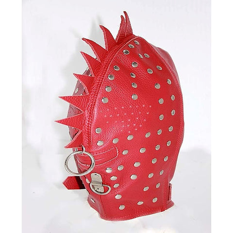 Cyclops Leather Bondage Spiked Hood by Hell's Couture - Bondage Hoods