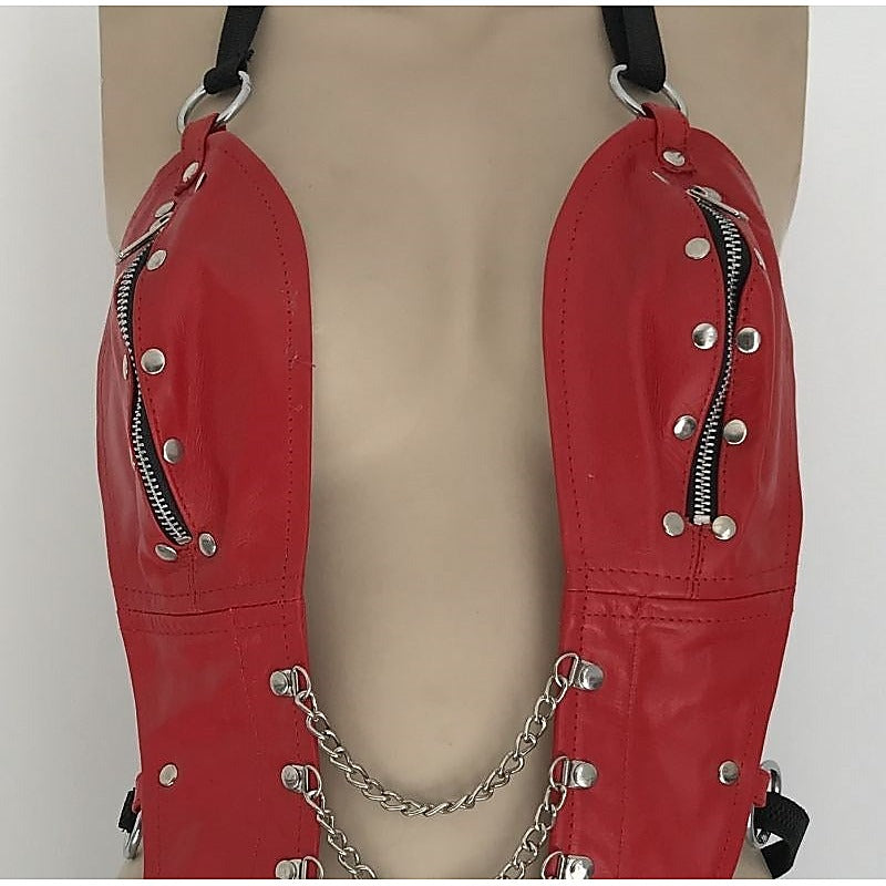 Ladies Bdsm One Piece Red Leather Outfit By Hell'S Couture - Her Fetish