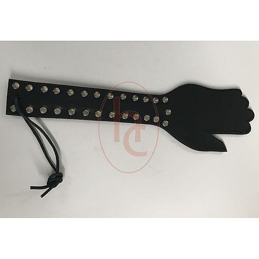 Puppy Cage Leather Hand Paddle By Hell'S Couture - Paddles And Slappers