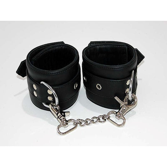 Leather Studded Wrist Cuffs With Chains