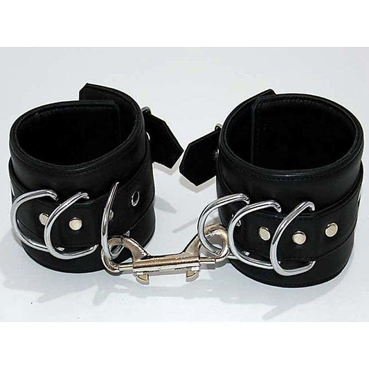 Triple D Ring Bondage Cuffs & Connector - Cuffs and Restraints