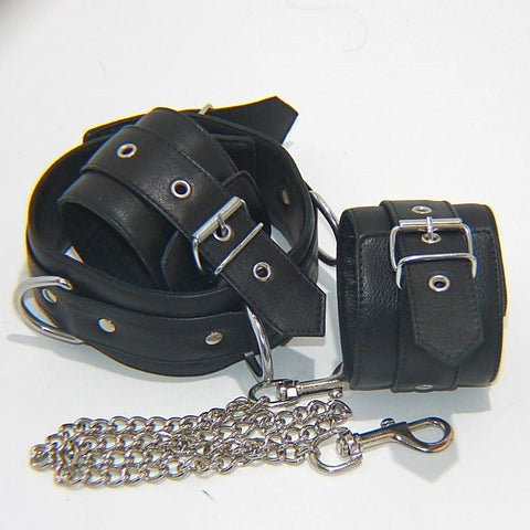 Fierce Wrist and Neck Restraints With Connecting Chain - Cuffs and Restraints