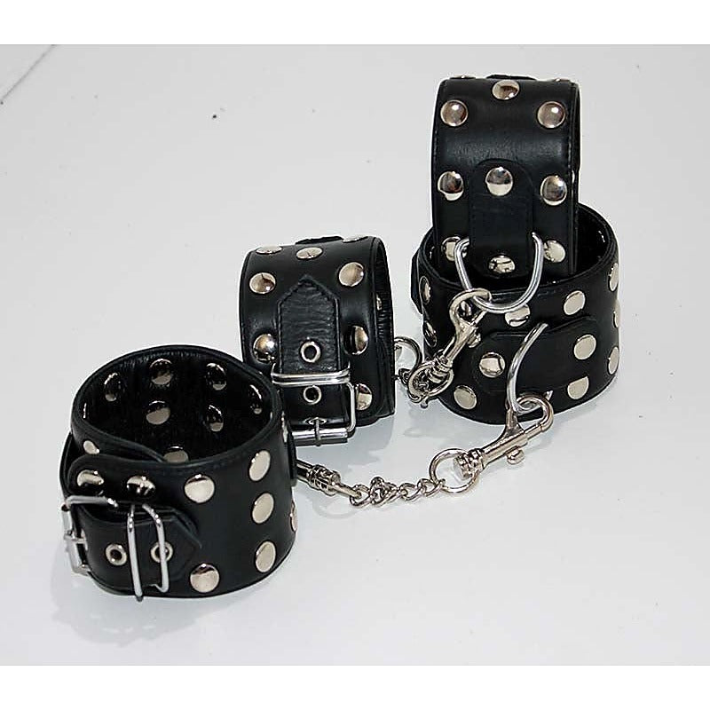 Xtreme Leather Studded Wrist & Ankle Cuffs By Hell'S Couture - Cuffs and Restraints
