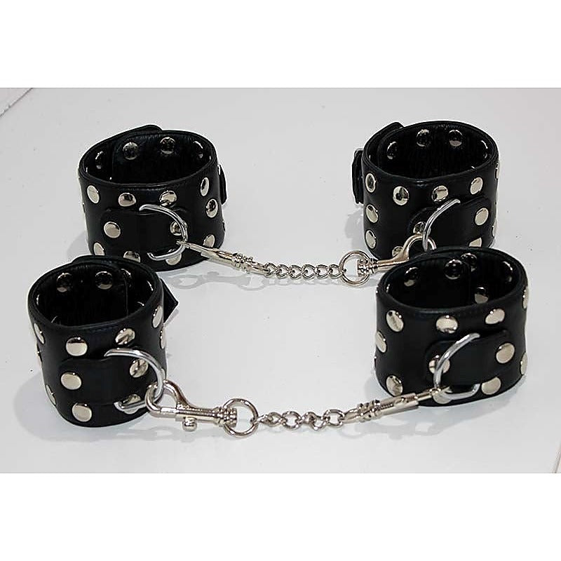 Xtreme Leather Studded Wrist & Ankle Cuffs By Hell'S Couture - Cuffs and Restraints