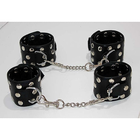 Xtreme Leather Studded Wrist & Ankle Cuffs By Hell'S Couture - Cuffs and Restraints