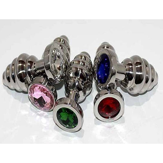 Ribbed Jewelled Butt Plug Small