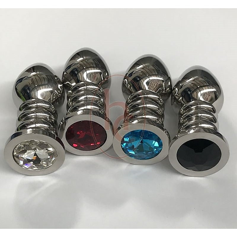 Ribbler Metal Jeweled Anal Plug Large Rose Quartz - Steel Sex Toys