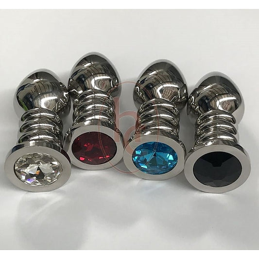 Ribbler Metal Jeweled Anal Plug Large Rose Quartz - Steel Sex Toys