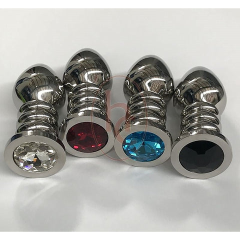 Ribbler Metal Jeweled Anal Plug Large Rose Quartz - Steel Sex Toys