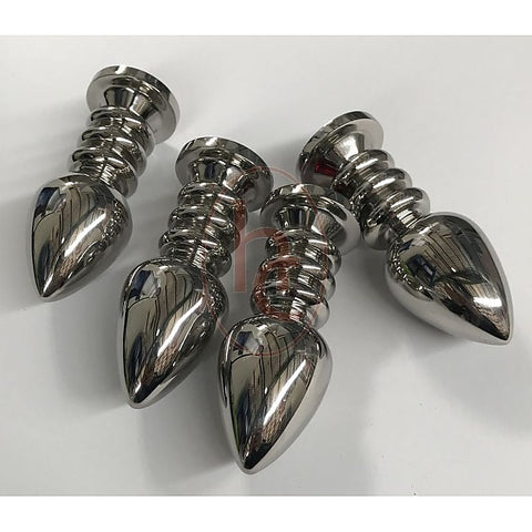 Ribbler Metal Jeweled Anal Plug Large Rose Quartz - Steel Sex Toys
