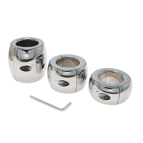 Oval Ball Steel Stretcher Weights by Hells Couture - Ball and Cock Toys