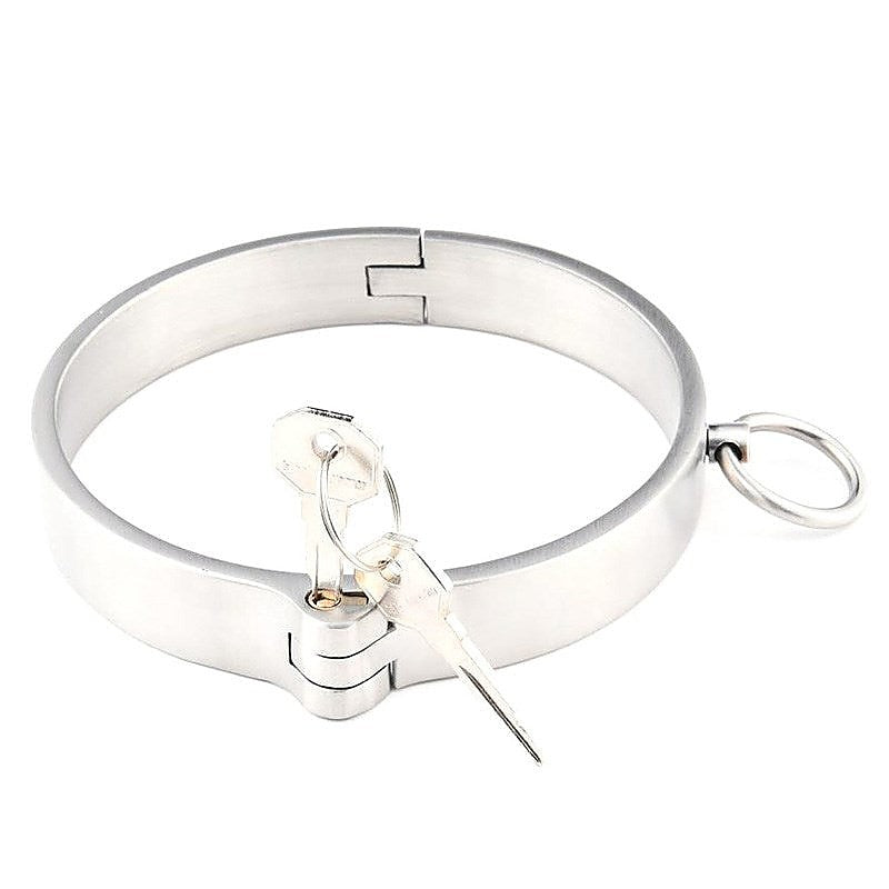 Round Bar Steel Slave Collar With O-Ring by Hell's Couture - Steel Sex Toys