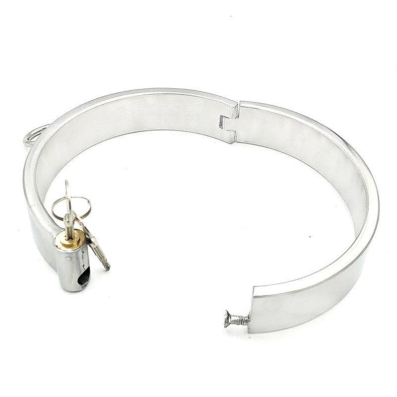 Round Bar Steel Slave Collar With O-Ring by Hell's Couture - Steel Sex Toys