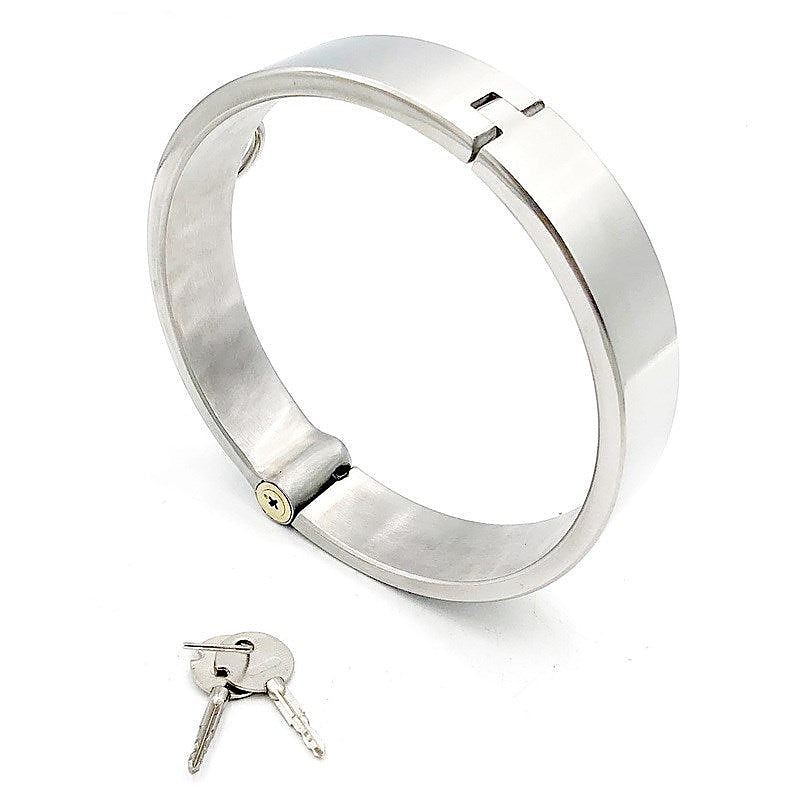 Round Bar Steel Slave Collar With O-Ring by Hell's Couture - Steel Sex Toys