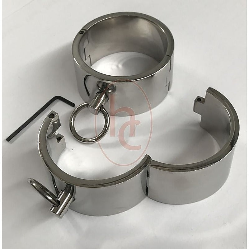 Deluxe Steel Bondage Wrist Cuffs by Hell's Couture - Cuffs and Restraints