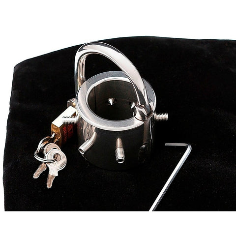 Locking Spiked Ball Splitter by Hell's Couture - Steel Sex Toys