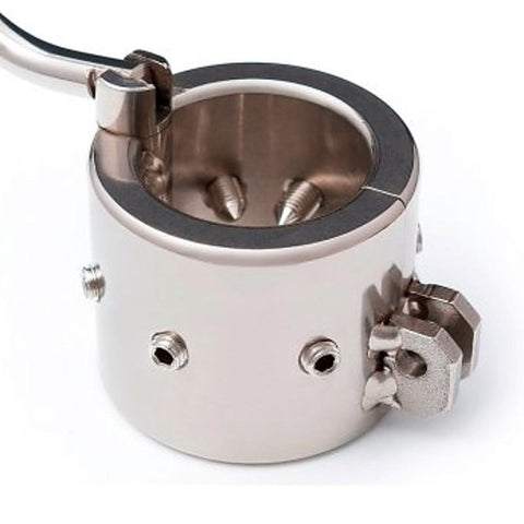Locking Spiked Ball Splitter by Hell's Couture - Steel Sex Toys