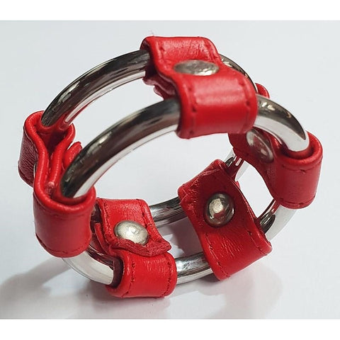 Plain Tube Steel Double Cock Ring Red by Hell's Couture - Cock Rings